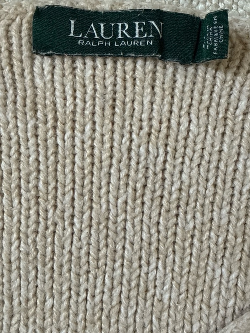 Ralph Lauren Cream V-Neck Knit Sweater - Picture 2 of 4